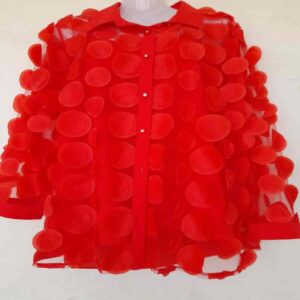 Lady's Chiffon Top (Red Color)-Made in Turkey