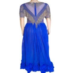 Blue beaded indian dress (back view)