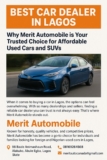 Best Car Dealer in Lagos: Why Merit Automobile is Your Trusted Choice for Affordable Used Cars and SUVs